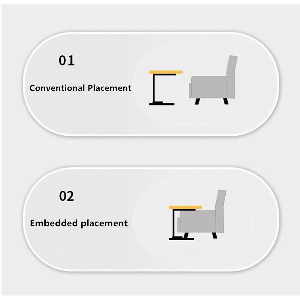 Adjustable C-Shaped Sofa Side End Table Coffee Laptop Table Living Room Bedroom